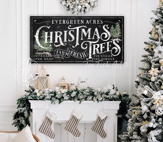 Family Christmas Tree Farm Sign, Custom Christmas Decor, Vintage