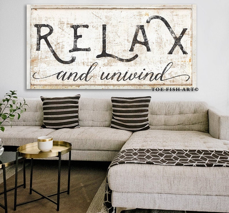 RELAX and Unwind Modern Farmhouse Wall Decor Bedroom Living Etsy