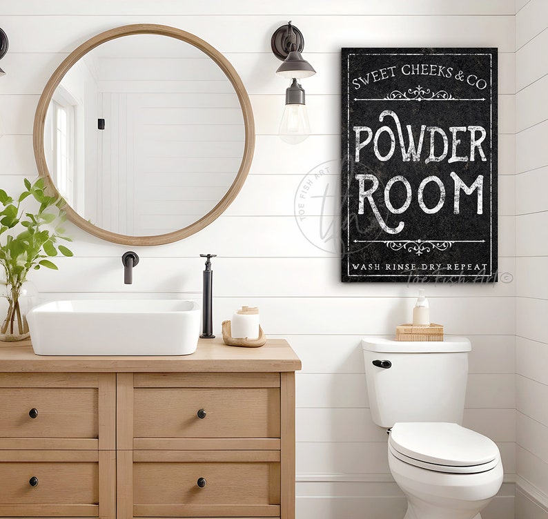 Powder Roon Signs PERSONALIZED Custom Powder Room Sign Bathroom Family Name and Co Sign ...