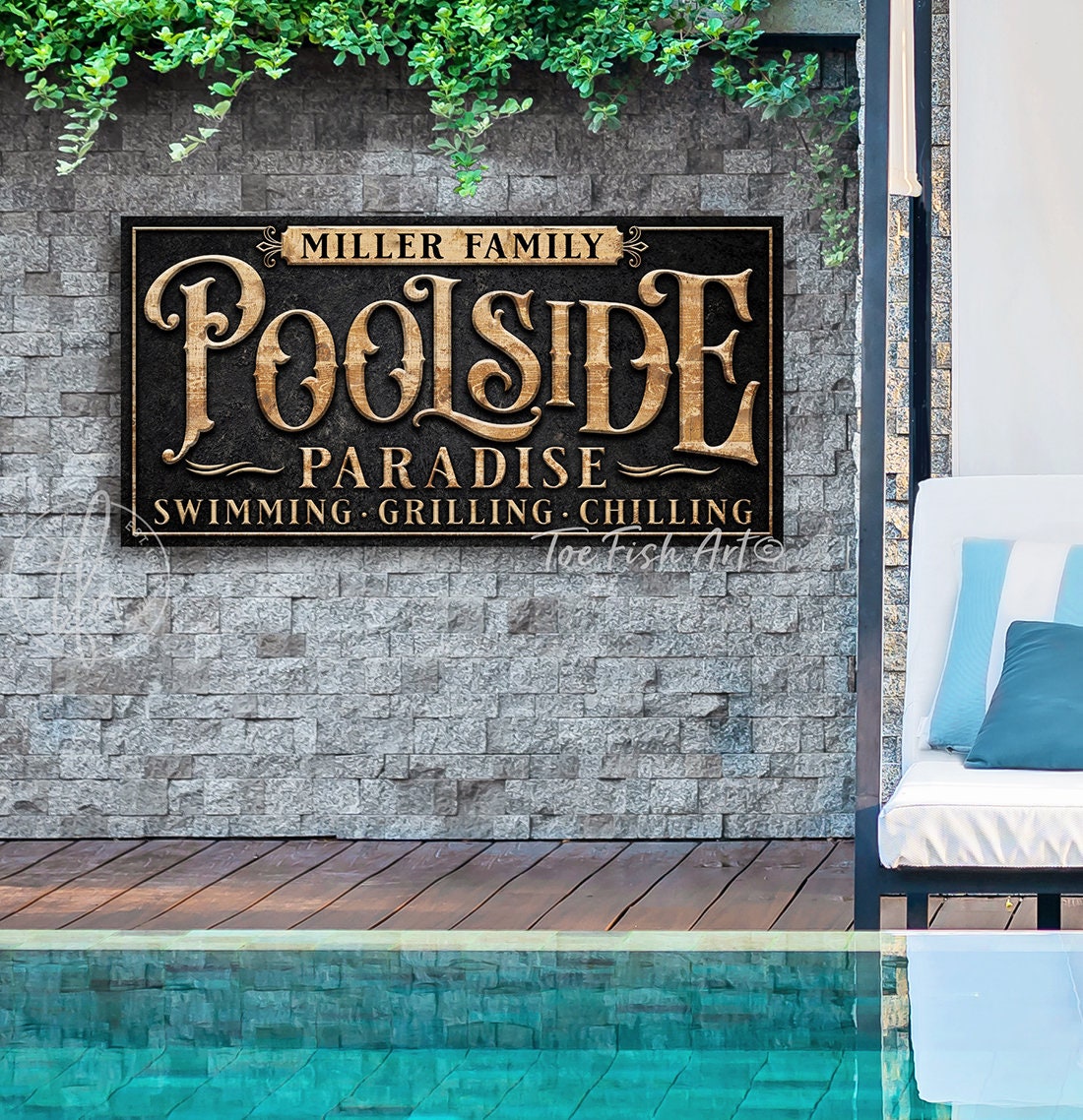 Personalized Poolside Sign Custom Pool & Patio Backyard Bar and Grill ...