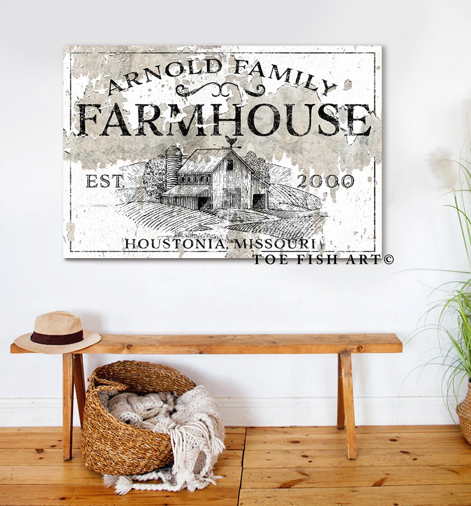 Custom Family Name Sign Modern Farmhouse Wall Decor Established ...