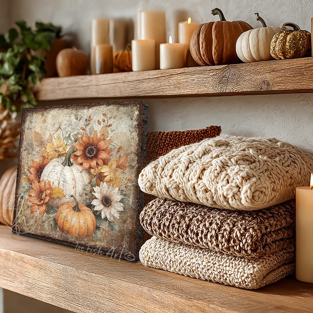 Pumpkin Patch Fall Autumn Sign – Vintage Rustic Floral Wall Art ...