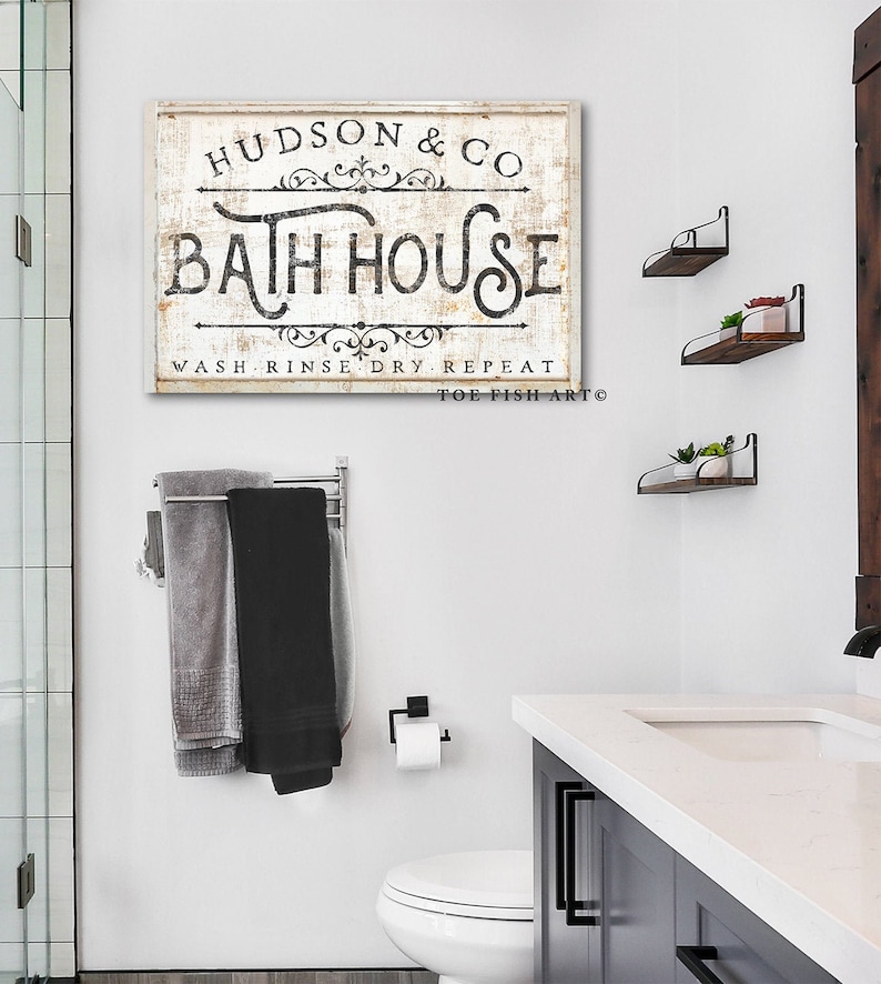 PERSONALIZED Custom Bath House Sign Bathroom Art Family Name Etsy