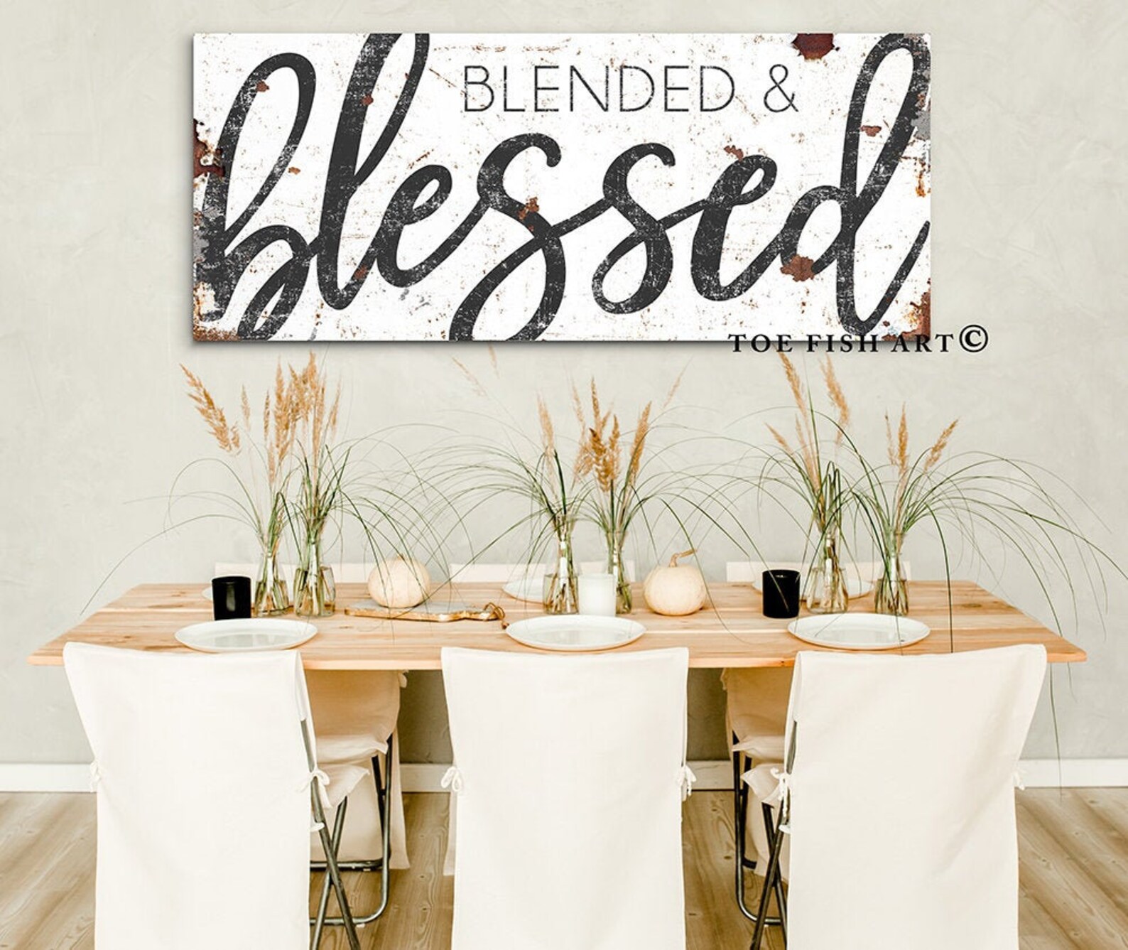 Blended and Blessed Sign Modern Farmhouse Wall Decor Etsy New Zealand