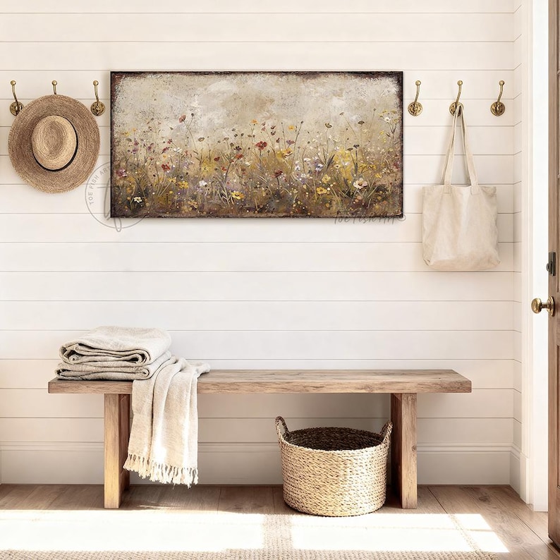 Wildflower Field Wall Art - Modern Farmhouse Wall Decor, Vintage ...