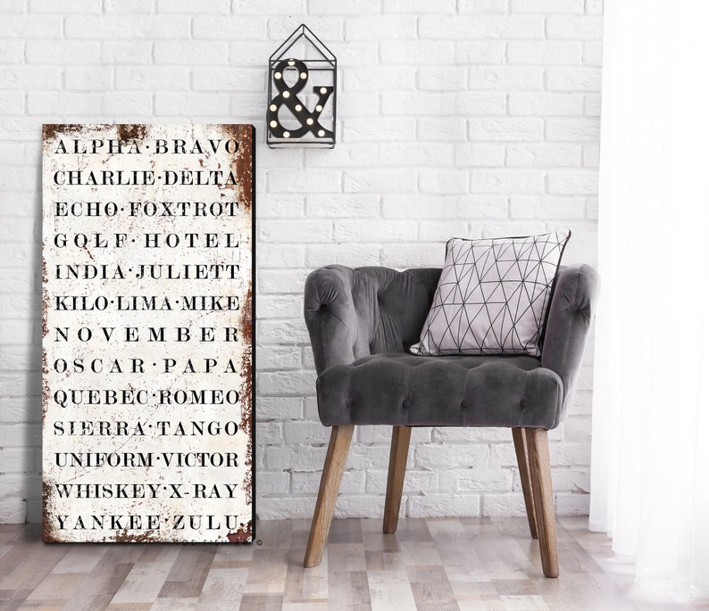 NATO PHONETIC ALPHABET Ready to Hang Old World Home Decor Last | Etsy