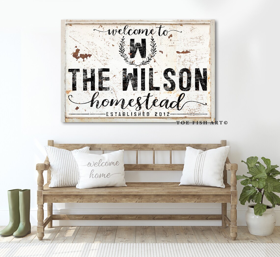 Custom Family Name Sign Modern Farmhouse Decor Large Rustic Canvas ...