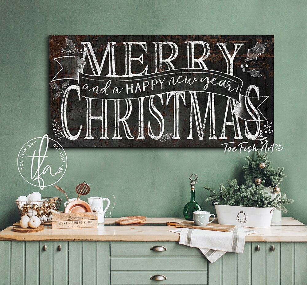 Rustic Christmas Sign Walking in a Winter Wonderland Modern Farmhouse Wall  Decor Vintage Holiday Wall Art Name Established Sign Large Print 