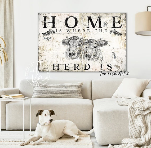 Home is Where the Herd is Modern Farmhouse Wall Decor Rustic | Etsy