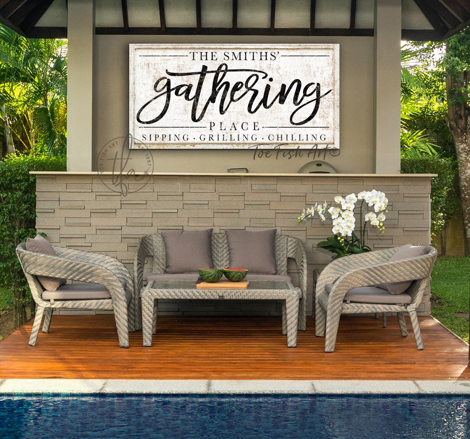 METAL SIGN! Personalized Patio Sign Gathering Place Rustic Backyard Bar ...