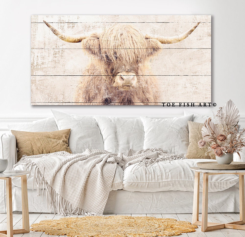 Highland Cow Print Removable Wallpaper Longhorn Wall Art Bedroom