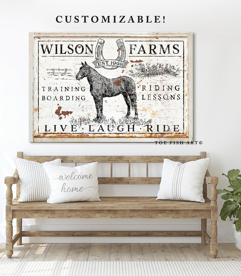 Download Modern Farmhouse Wall Decor Horse sign Custom Last Name | Etsy