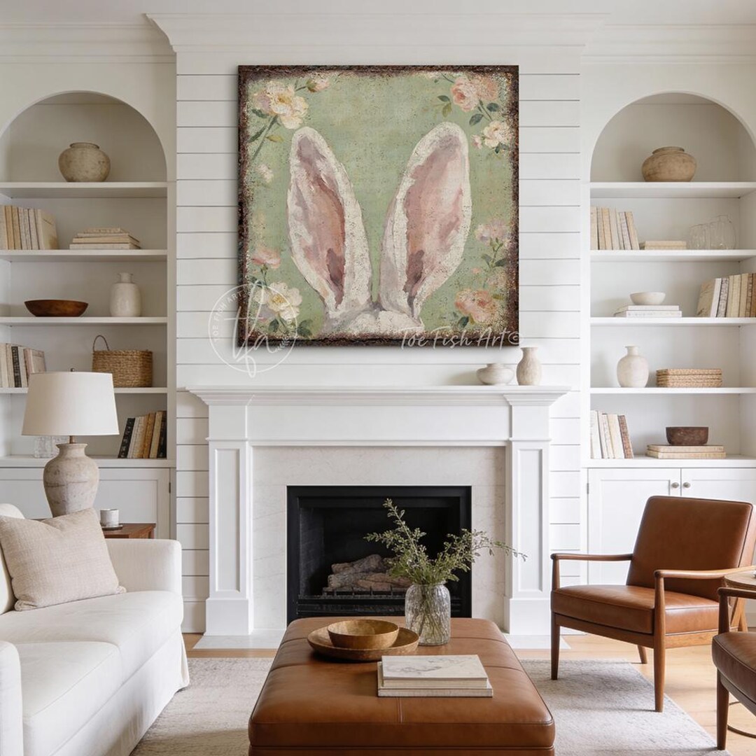 Vintage Bunny Sign - Modern Farmhouse Wall Decor, Rustic Rabbit Art ...