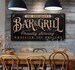 Personalized Bar & Grill Sign Backyard Patio Basement Man Cave Pool Deck Last Name Sign Custom Family Name Sign Modern Farmhouse Wall Art 