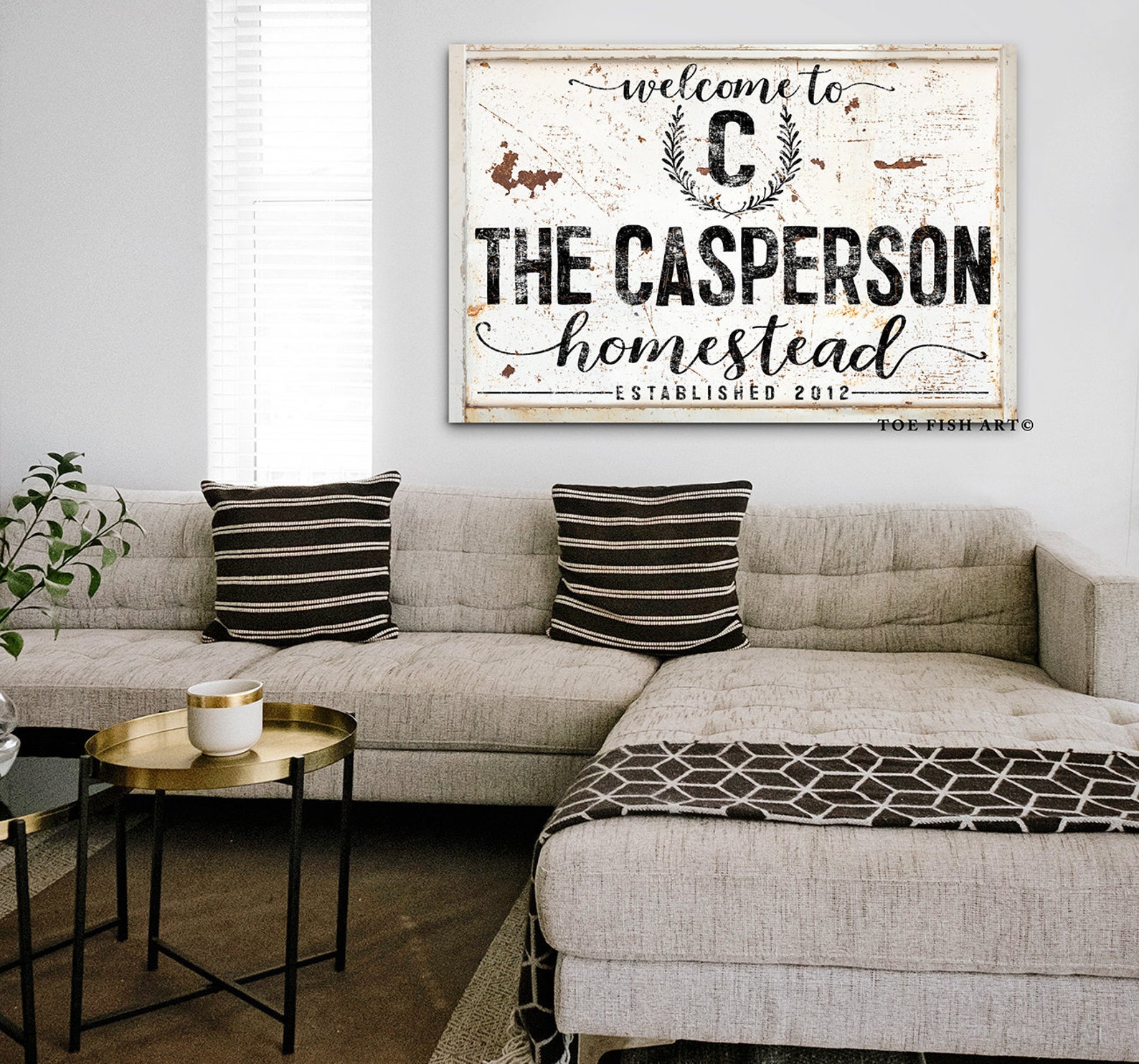 Custom Family Name Sign Modern Farmhouse Decor Large Rustic Canvas ...
