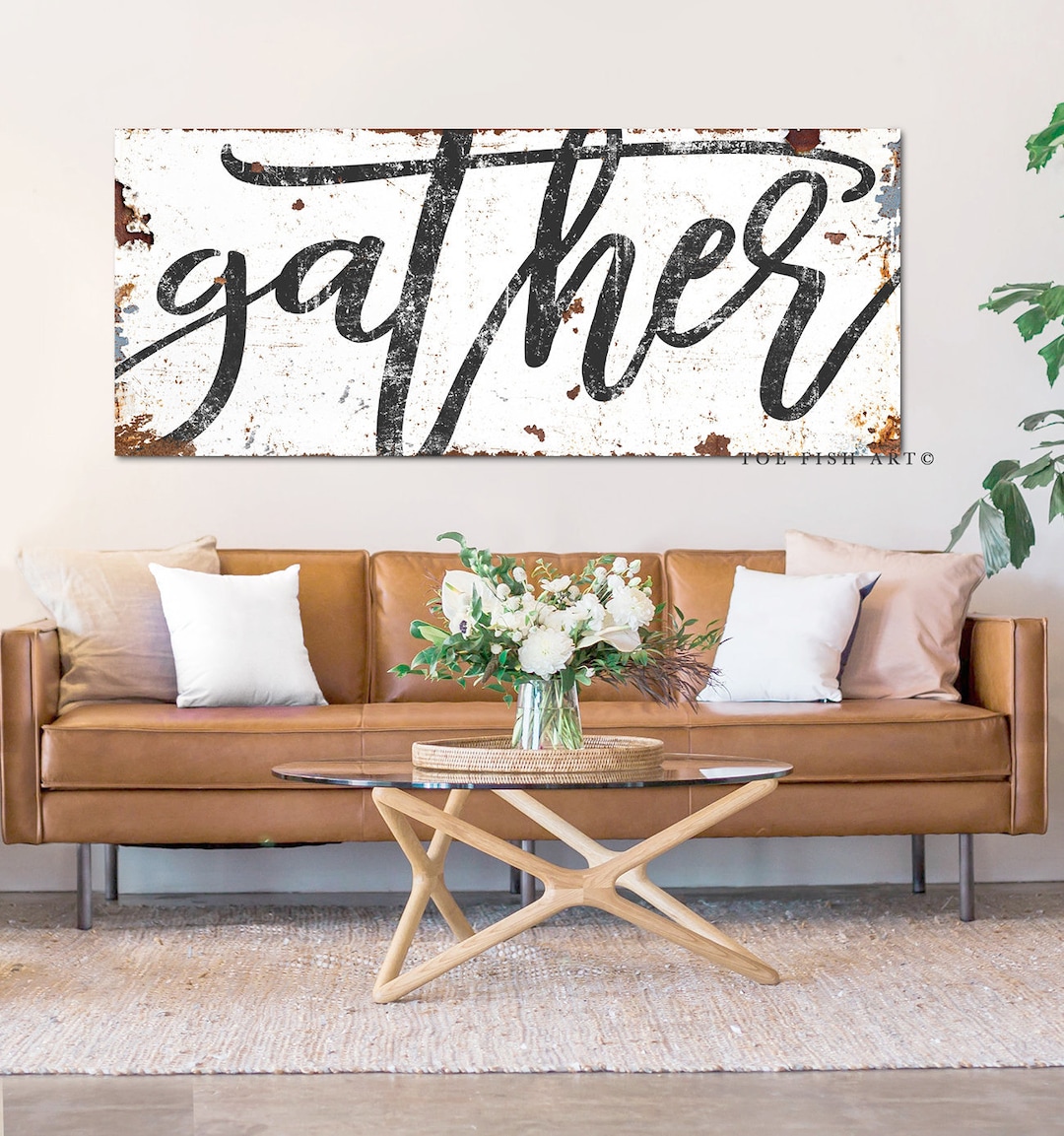 Gather Sign Modern Farmhouse Wall Decor Dining Room Wall Art Rustic ...