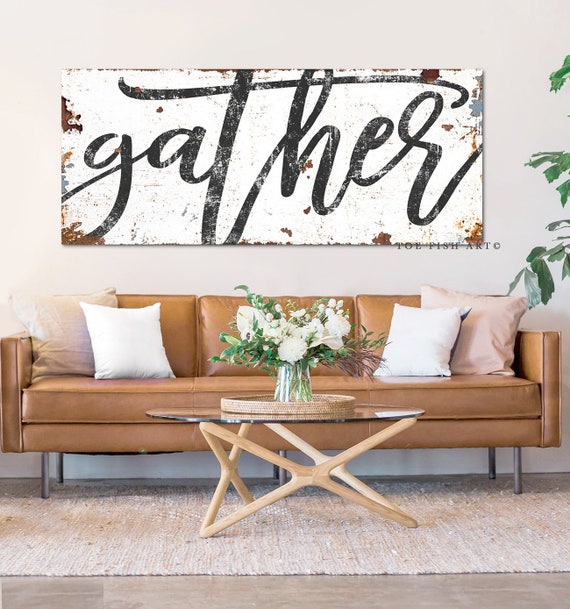 Gather Sign Modern Farmhouse Wall Decor Dining Room Wall Art Rustic Living  Room Sign Kitchen Decor Gift for Her Large Canvas Print Grateful -   Canada