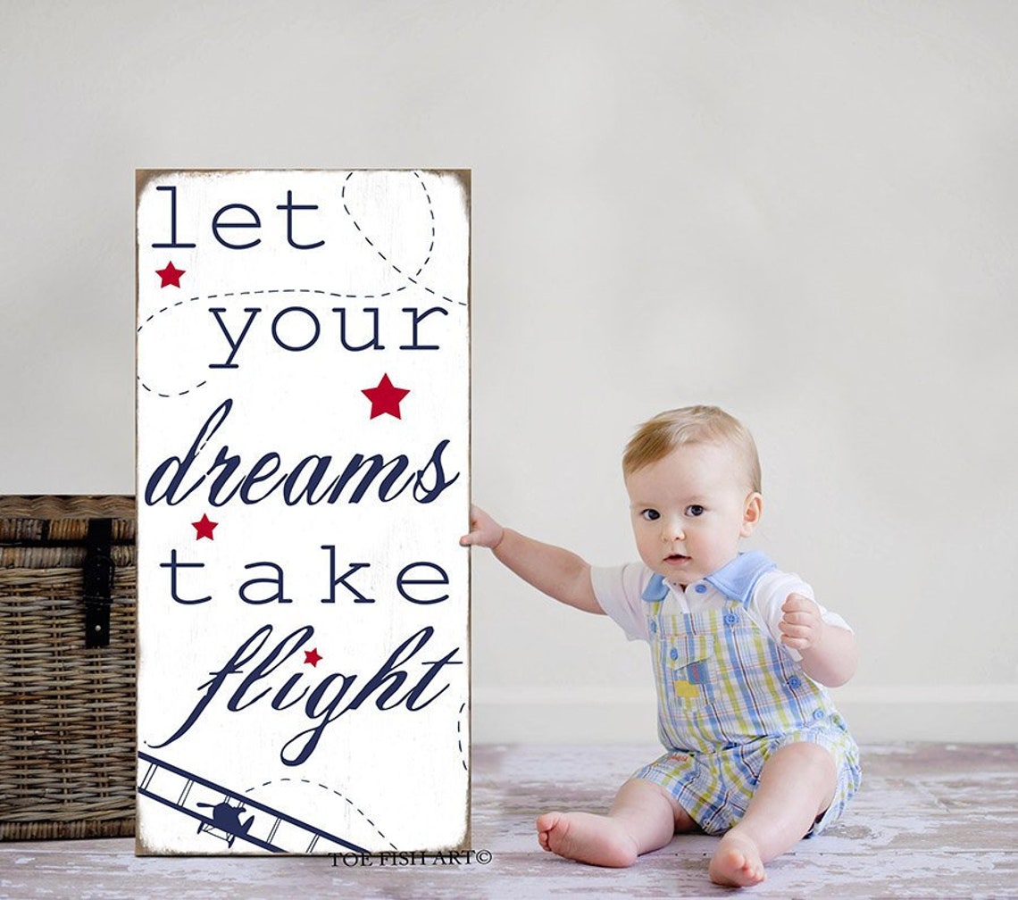 Let Your Dreams Take Flight Sign Nursery Wall Decor Playroom Art ...