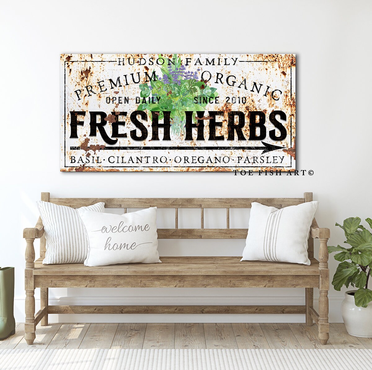 Custom Family Name Sign Modern Farmhouse Decor Fresh Herbs Sign Large ...