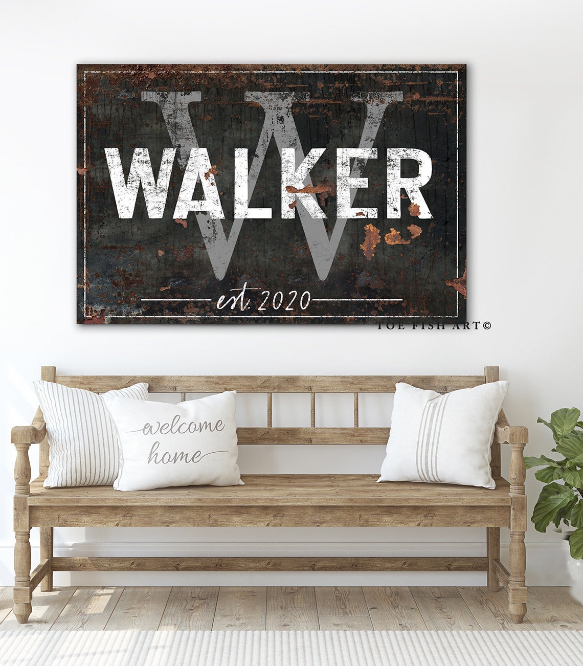 Modern Farmhouse Wall Decor Personalized Last Name Established Sign ...