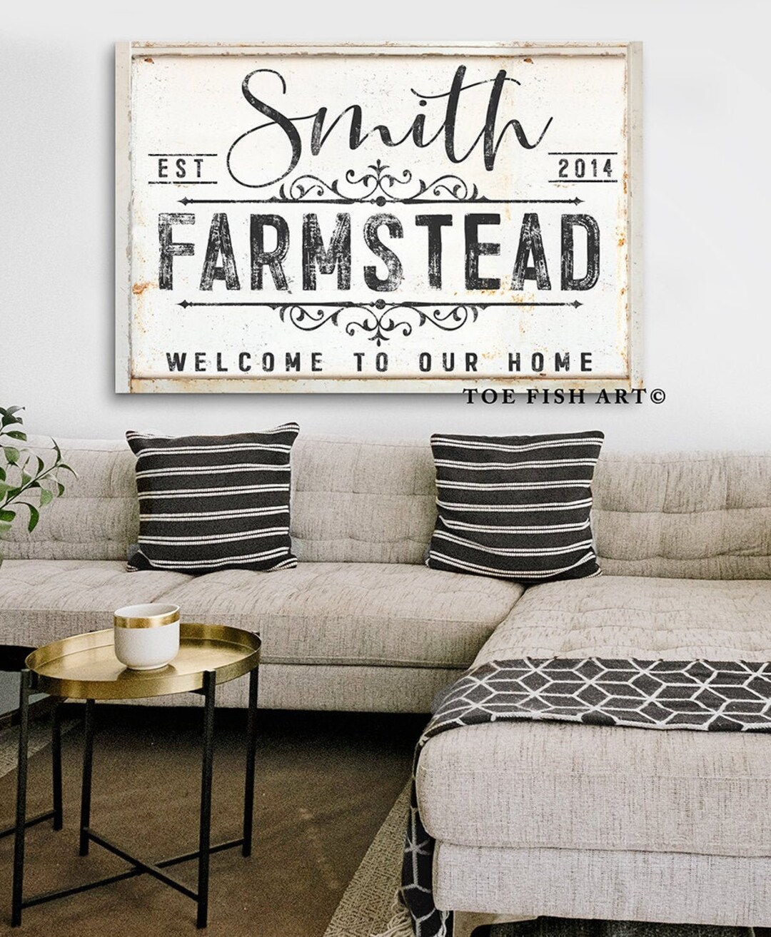 Custom Family Name Sign Rustic Farmhouse Sign Modern Farm Wall Decor ...