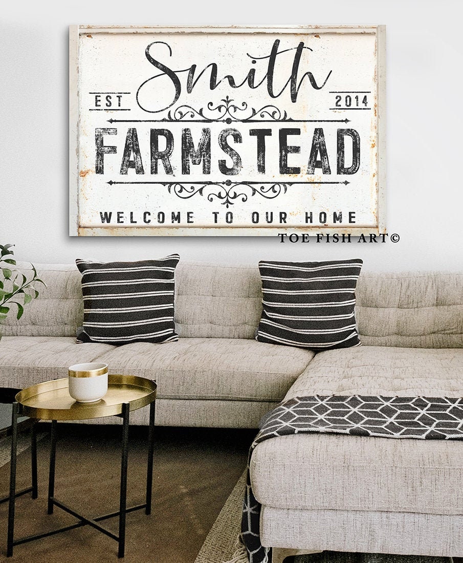 Custom Family Name Sign Rustic Farmhouse Sign Modern Farm Wall Decor ...