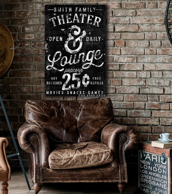 Personalized Theater and Lounge Sign Family Name Sign Movie Room