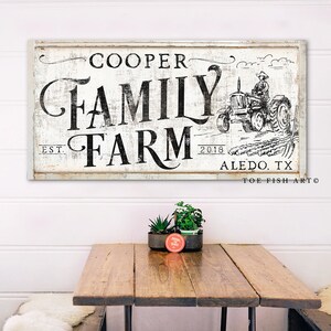 Custom Family Name Sign Modern Farmhouse Decor Vintage Rustic Wall Art ...