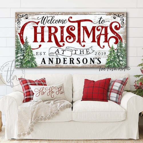 Custom Christmas Sign Family Name Holiday Season Etsy