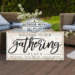 PANNEAU EN MÉTAL ! Enseigne de patio personnalisée, lieu de rassemblement, bar et grill dans l'arrière-cour rustique, terrasse de la piscine, véranda, véranda, décoration de ferme moderne extérieure personnalisée