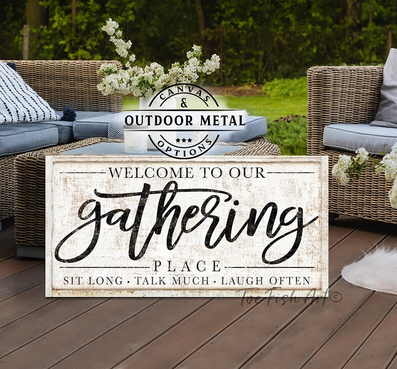METAL SIGN! Personalized Patio Sign Gathering Place Rustic Backyard Bar ...
