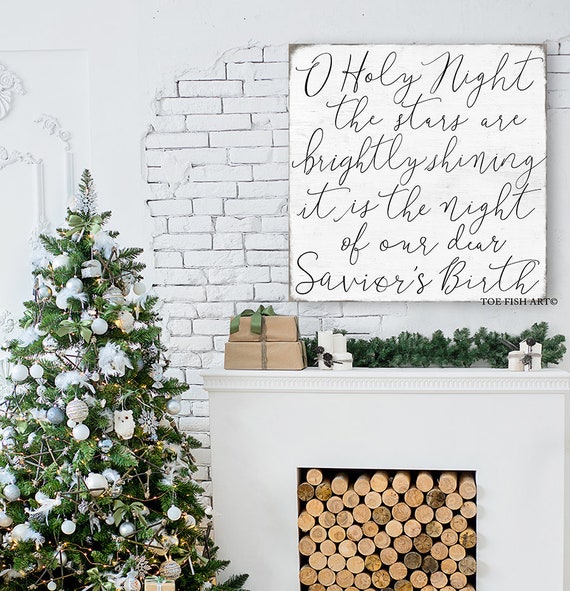 Ready to Hang Not Printed on Wood - Stretched on a Heavy Wood Frame Oh Holy Night Makes a Great Christmas Gift and Decor Under $50 Large Canvas Wall Art