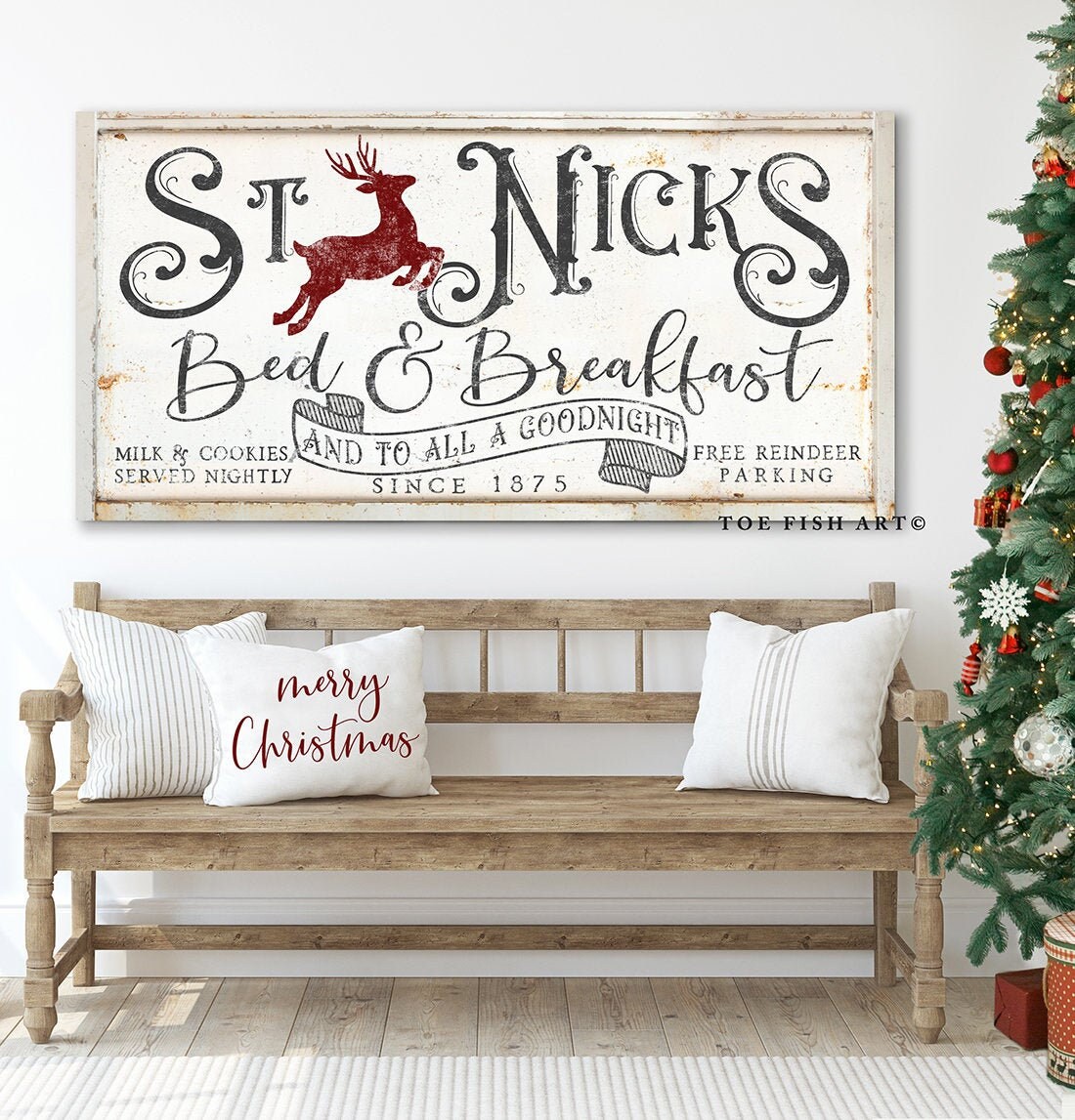 Rustic Christmas Sign Bed & Breakfast Sign Modern Farmhouse Etsy