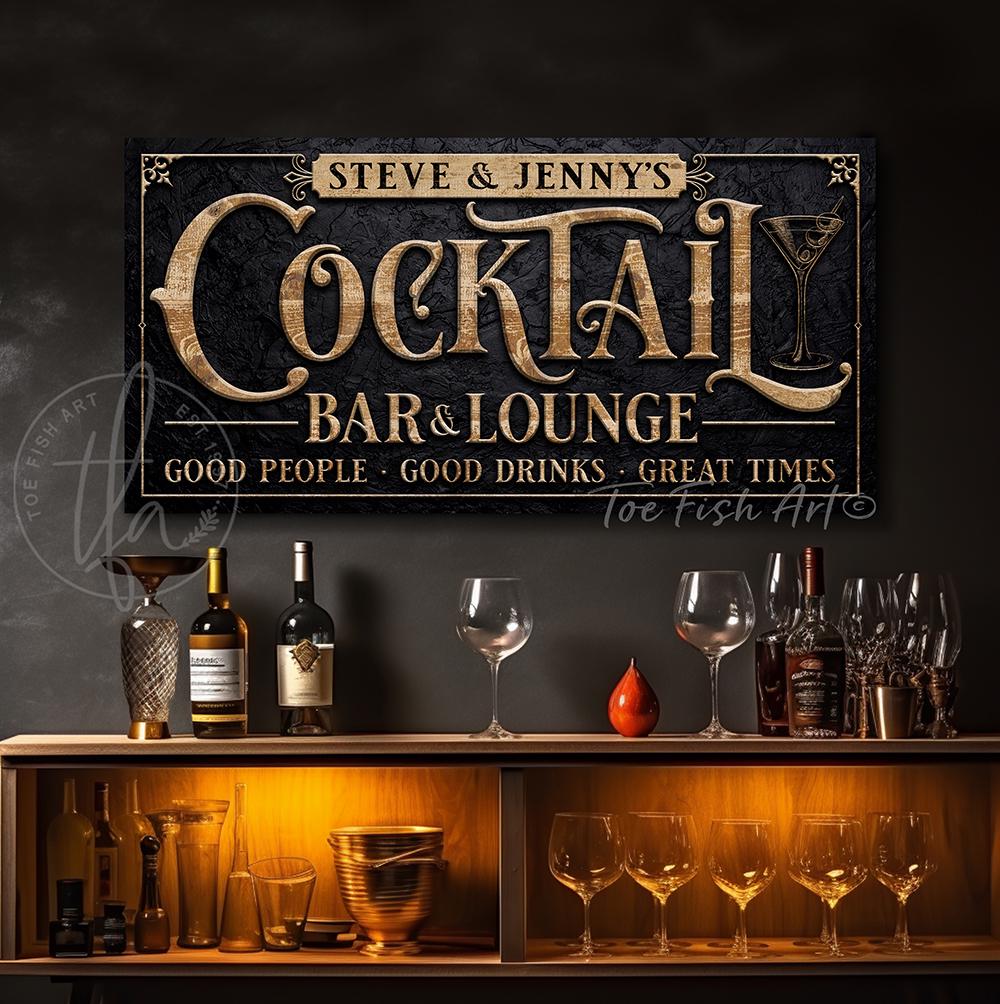 Cocktail Bar and Lounge Personalized Sign Speakeasy Personalized Name Wall  Art Rustic Custom Wall Modern Farmhouse Canvas Print for the Home - Etsy