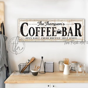 COFFEE BAR SIGN Modern Farmhouse Wall Decor Personalized | Etsy