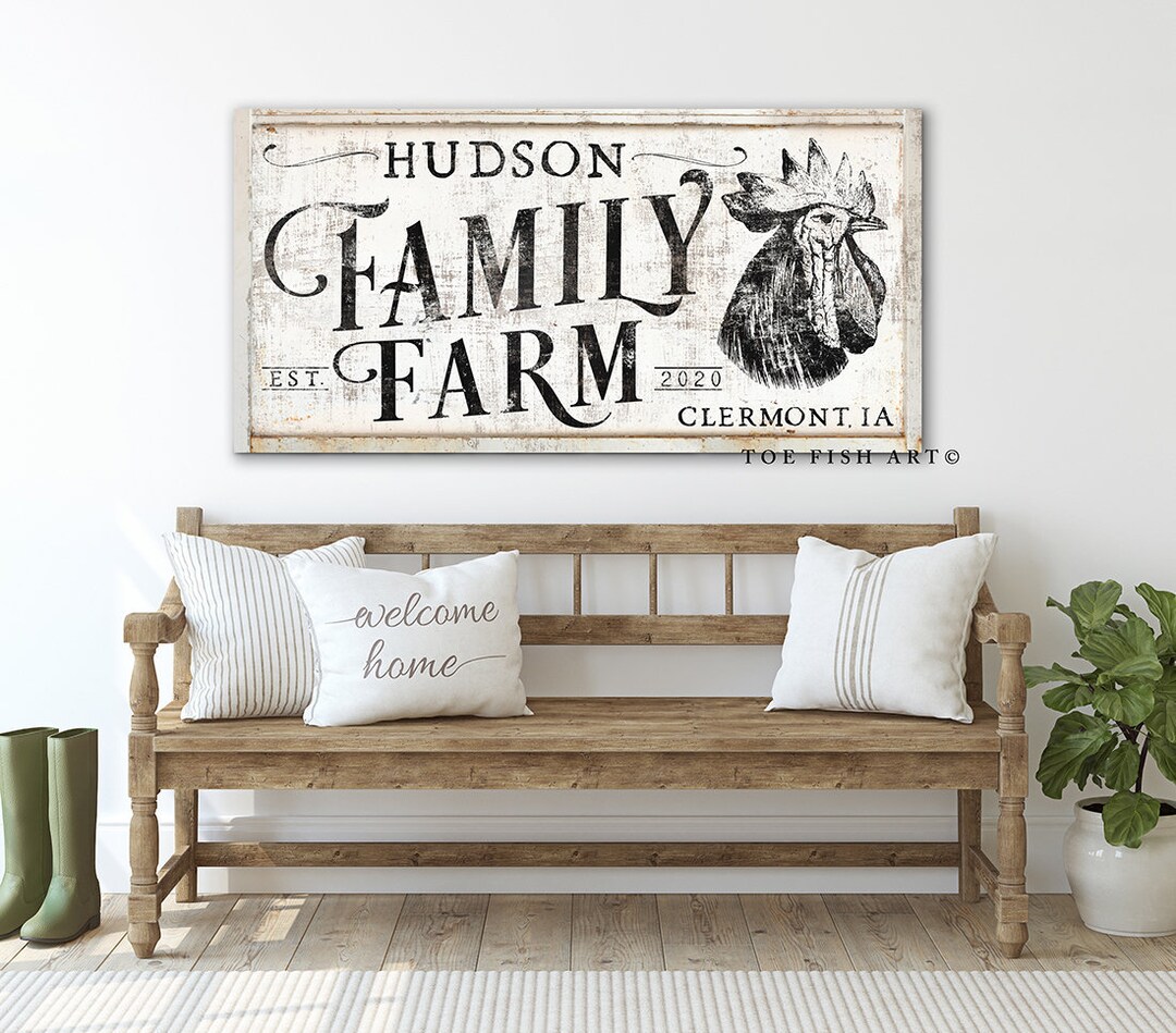 Custom Family Name Sign Modern Farmhouse Decor Vintage Rustic Wall Art ...