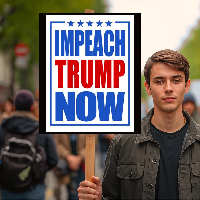 Trump Blue Lettering Impeach Trump Now Poster, Political Rally Sign (digital Download 24