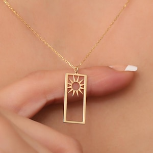 14K Gold Sun Necklace - Gold Sunshine Necklaces - Sunburst Gold Pendant - Summer Jewelry Necklace - Necklace For Women - Christmas Gifts