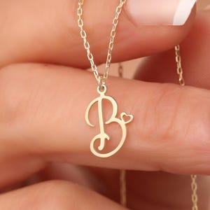 Personalized Initial Heart Necklace with Custom Letter Pendant, Dainty Gold or Silver Jewelry, Meaningful Gift for Her Birthday Anniversary