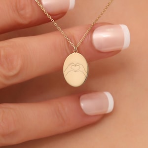 Engraved Hand Gesture Necklace: Sterling Silver Sign Language Jewelry