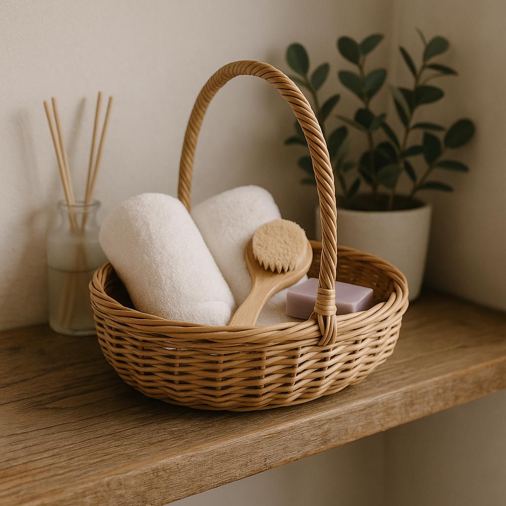 Rattan-Blumenkorb Gewebter Aufbewahrungskorb - Handgefertigt Mit Kunststoffeinsatz