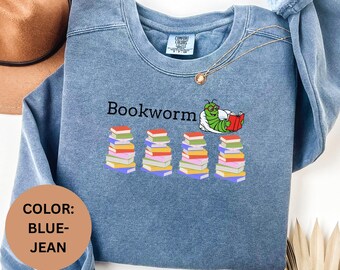 Sudadera Bookworm: Jersey unisex teñido en prenda para lectores