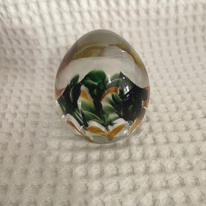Vintage Art Glass Paperweight Colorful Egg Shaped