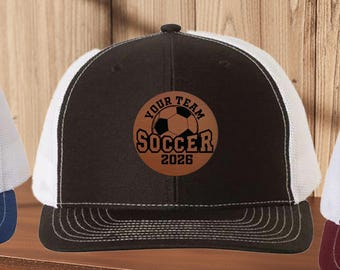 Custom Engraved Soccer Team Patch Cap, Personalized Gift