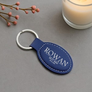 Custom Leather Keychain with Name or Logo, Personalized Engraved Key Ring, Logo Style Key Tag, Corporate Gift, Custom Name Key Fob