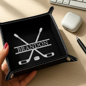 Custom Vegan Leather Valet Tray for Sport Team, Football Fan Vegan Leather Gifts, Personalized Football Player Gift, Engraved Snap Tray