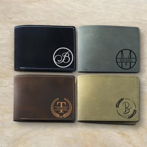 Personalized Monogrammed Wallet, Custom Engraved Mens Wallet, Customizable Groomsman Wallet, Unique Birthday Gift, Elegant Bifold Wallet
