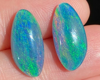 17 x 8 x 3.5mm - Australian TRIPLET - Freeform pair - Lightning Ridge Opal - Coober Pedy - Cabochon -Jewellery supplies - PH184