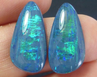 22 x 11 x 3.5mm - Australian TRIPLET - Freeform pair - Lightning Ridge Opal - Coober Pedy - Cabochon -Jewellery supplies - PH173