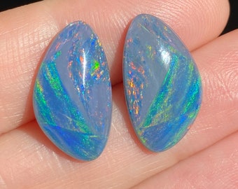 19 x 11 x 3.5mm - Australian TRIPLET - Freeform pair - Lightning Ridge Opal - Coober Pedy - Cabochon -Jewellery supplies - PH186